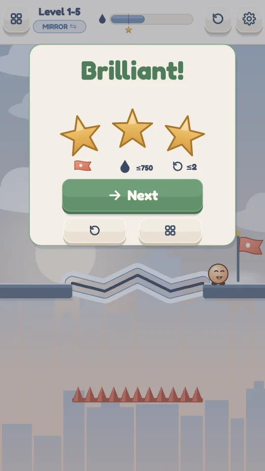The results card with three stars